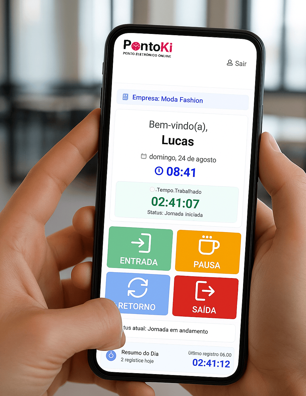 Aplicativo PontoKi em um celular